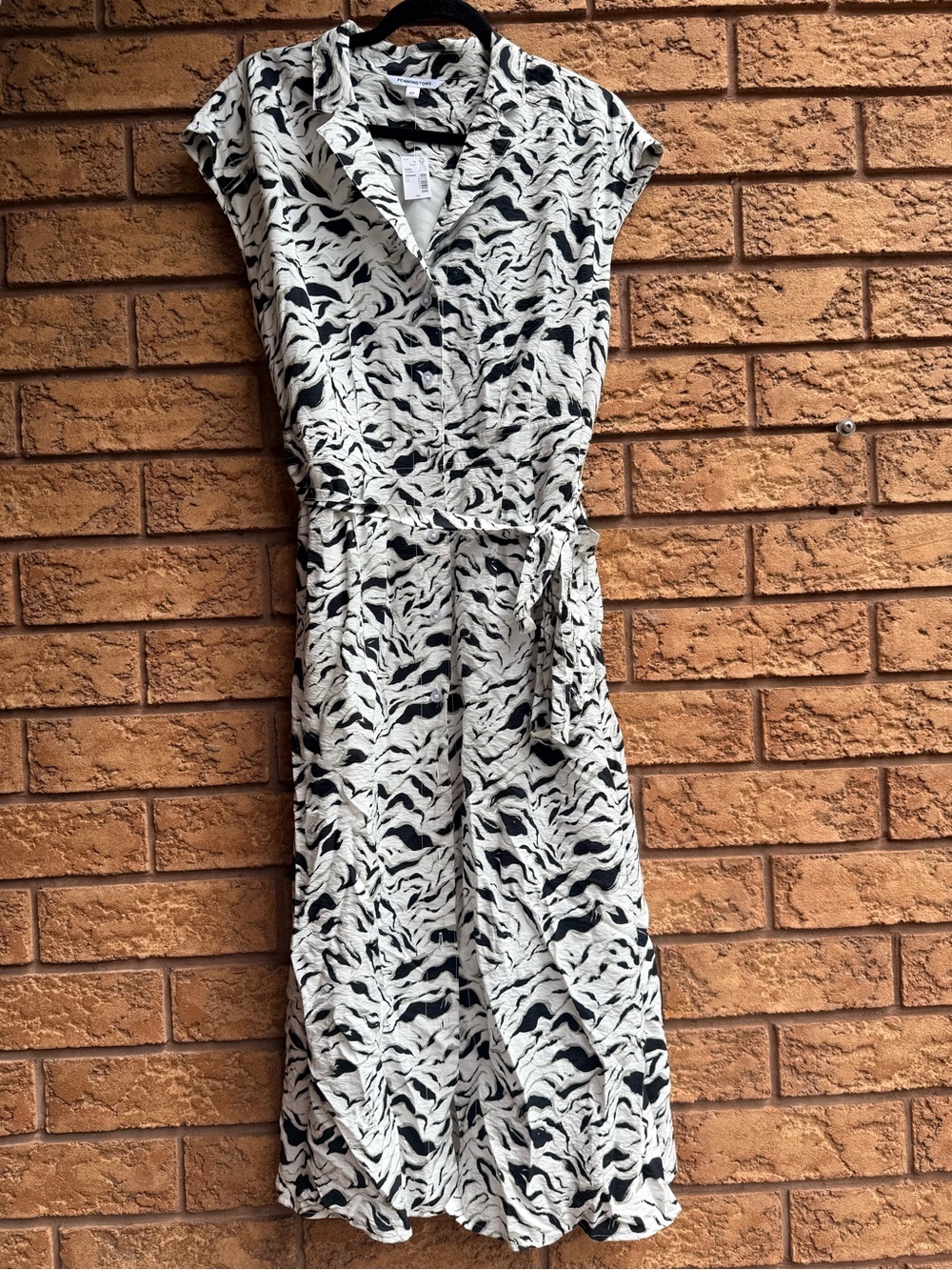 Penningtons Black & White Abstract Print Shirt Dress with Tie Waist